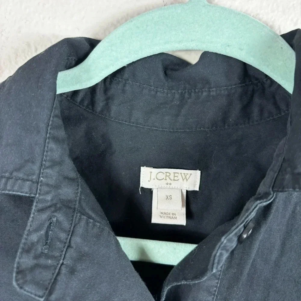 J. Crew 100% cotton short sleeve collared shirt dress SZ XS in black